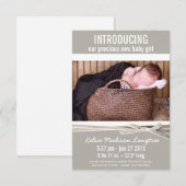 Mod Linen Baby Girl Geburtsankündigung Ankündigung (Vorne/Hinten)