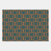 Mod Links Geometrische Muster in Rost und Blau Geschenkpapier Set (Vorderseite)
