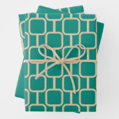 Mod Links Geometrisches Muster im Mittelalter Aqua Geschenkpapier Set (Beispiel)