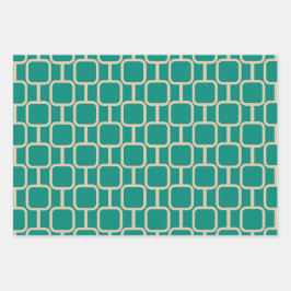Mod Links Geometrisches Muster im Mittelalter Aqua Geschenkpapier Set