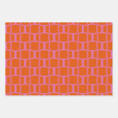 Mod Links Geometrisches Muster in hellrosa Orange Geschenkpapier Set (Vorderseite 2)
