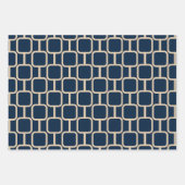 Mod Links Geometrisches Muster Mitte des dunkelbla Geschenkpapier Set (Vorderseite 3)