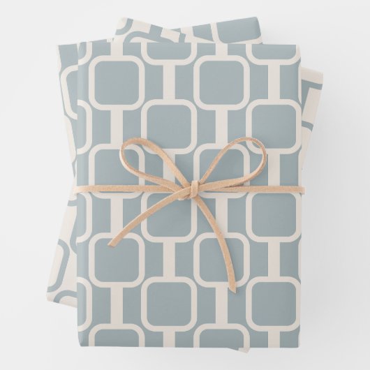 Mod Links Retro Modernes geometrisches Muster Geschenkpapier Set (Beispiel)