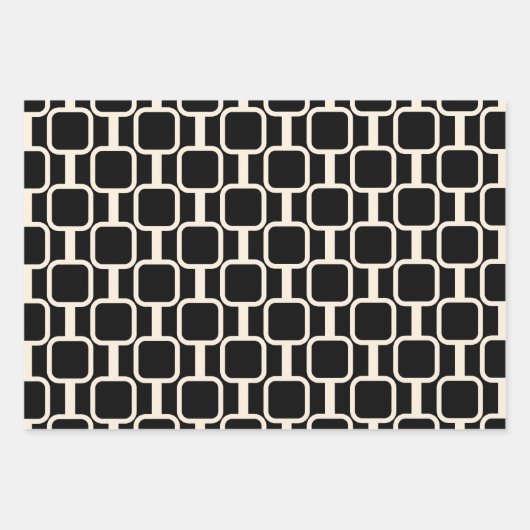 Mod Links Retro Modernes geometrisches Muster Geschenkpapier Set (Vorderseite 3)
