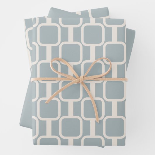 Mod Links Retro Modernes geometrisches Muster Geschenkpapier Set (Beispiel)