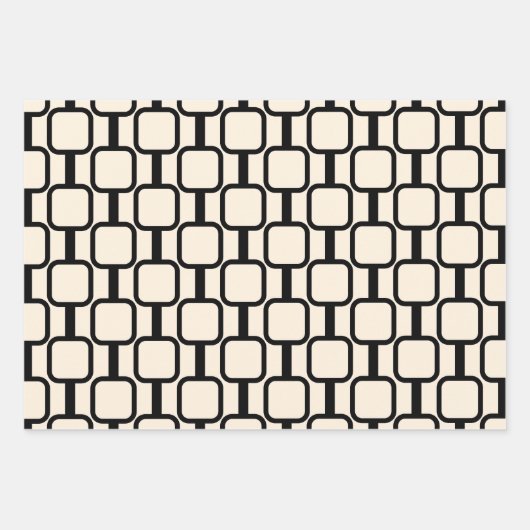 Mod Links Retro Modernes geometrisches Schwarz und Geschenkpapier Set (Vorderseite 2)