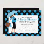 Mod Mama Baby Blue Baby Dusche Einladung (Vorne/Hinten)