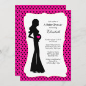 Mod Mama Baby Girl Babydusche Hot Pink Einladung (Vorne/Hinten)