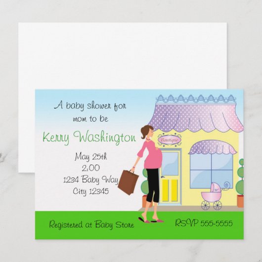 Mod Mama Boutique Shopper Einladung (Vorne/Hinten)