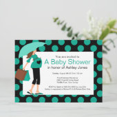 Mod Mama Boy/Girl Babydusche Einladung (Stehend Vorderseite)