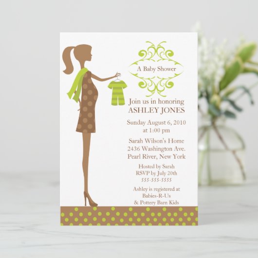 Mod Mama Boy/Girl Babydusche Einladung (Stehend Vorderseite)