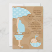 Mod Mama Umbrella Boy Babydusche Einladung (Vorderseite)