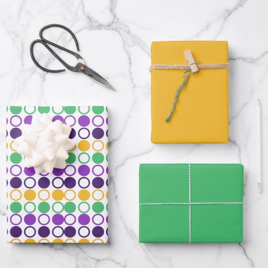 Mod Mardi Gras Dots Geschenkpapier Set (Vorderseite)