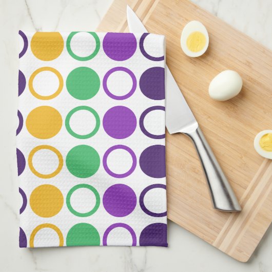 Mod Mardi Gras Dots Geschirrtuch (Viertel Falte)