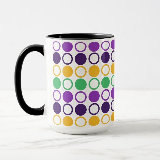 Mod Mardi Gras Dots Tasse (Links)