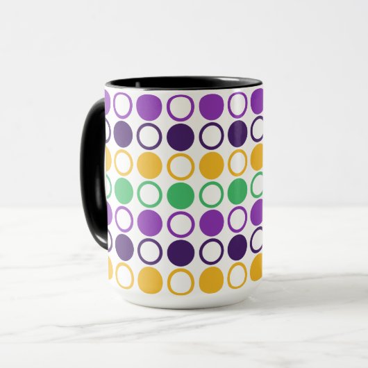 Mod Mardi Gras Dots Tasse (Vorderseite Links)