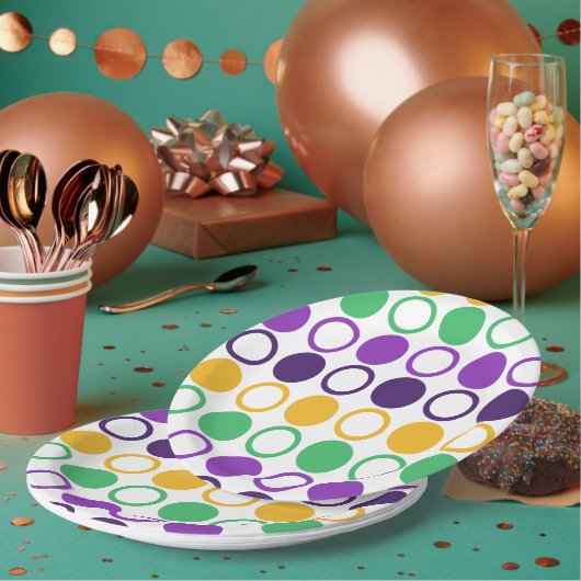 Mod Mardi Gras Punkte Pappteller (Multi)