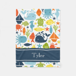 Mod Meereslebewesen, Meerestiere, Nautische Gewohn Fleecedecke