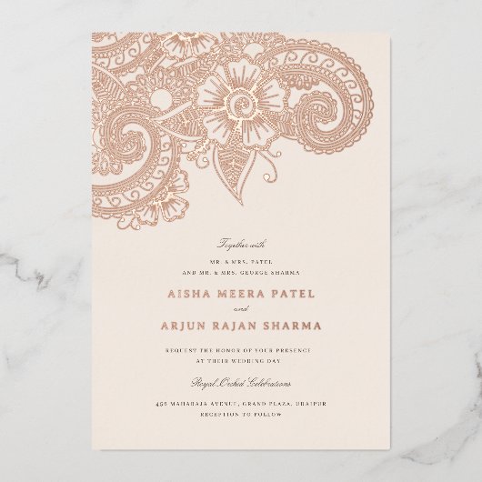 Mod Mehandi Einladung zur Hochzeit (Vorderseite)