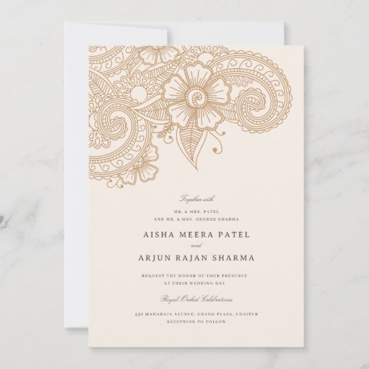 Mod Mehandi Einladung zur Hochzeit (Vorderseite)