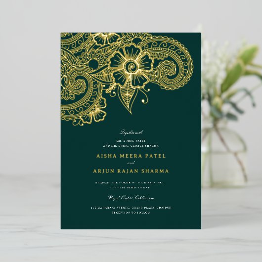 Mod Mehandi Einladung zur Hochzeit (Stehend vorne)