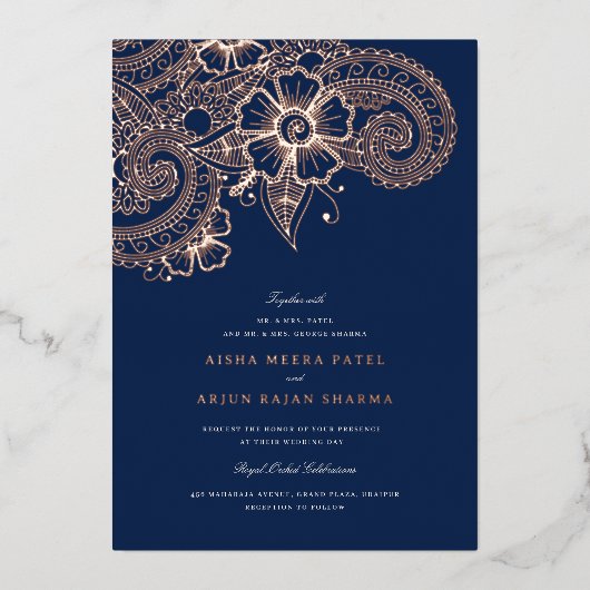 Mod Mehandi Einladung zur Hochzeit (Vorderseite)