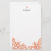 Mod Mehandi Personalisiert Stationery Briefpapier (Vorne/Hinten)