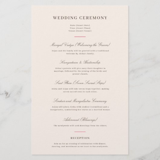 Mod Mehandi Traditionelles indisches Hochzeitsprog (Rückseite)