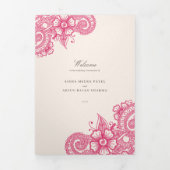 Mod Mehandi Traditionelles indisches Hochzeitsprog Dreifach-gefaltete Programmkarte (Cover)