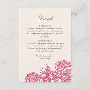 Mod Mehandi Wedding Information Insert Card