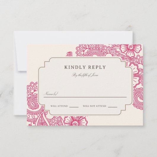 Mod Mehandi Wedding RSVP Karte (Vorderseite)