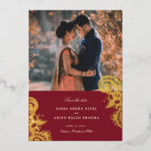 Mod Mehandi Wedding Save the Date Folieneinladung (Vorderseite)