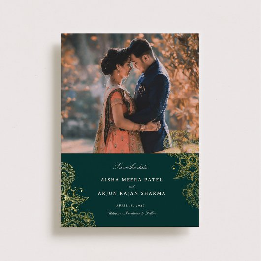 Mod Mehandi Wedding Save the Date Folieneinladung