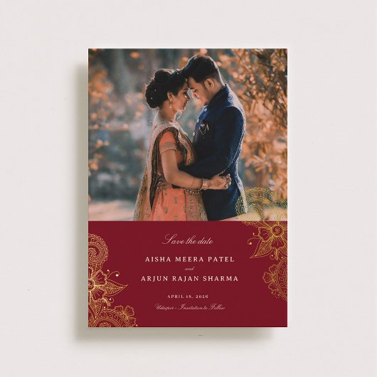 Mod Mehandi Wedding Save the Date Folieneinladung