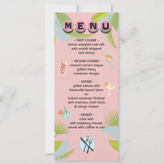 Mod Mid Century Palms Menü Einladung (Vorderseite)