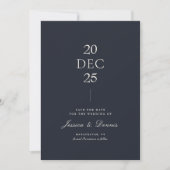 Mod Minimal Elegant Script Dark Navy Save the Date Einladung (Vorderseite)