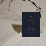 Mod Minimal Elegant Script Dark Navy Save the Date Einladung<br><div class="desc">Save the Date im Stil mit This Modern, Minimalistisch and Elegant Script Dark Navy Card Diese atemberaubende Save the Date Karte verfügt über einen klaren, dunklen Marinehintergrund, der es der schönen Schrift Typografie ermöglicht, die Bühne im Zentrum zu erlangen. Die minimalistische Ästhetik schafft einen zeitlosen und raffinierten Look, perfekt für...</div>