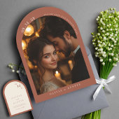 Mod Minimalistisch Terracotta Arch Foto Save the D Einladung