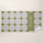 Mod Mitte des Jahrhunderts in Olive Green Personal Strandtuch (Vorderseite)