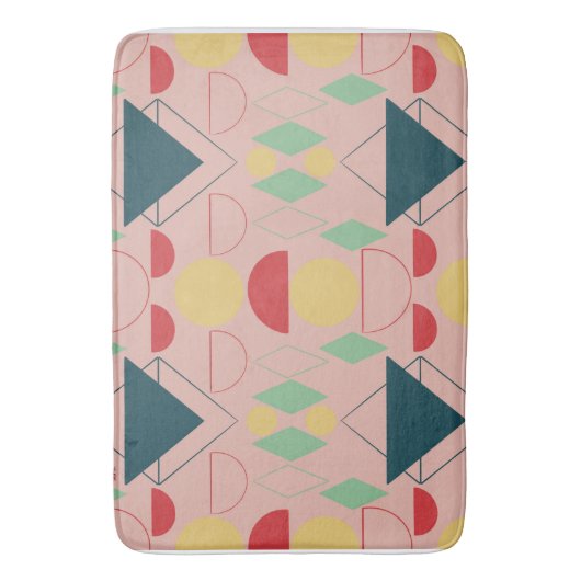 Mod Mitte des Jahrhunderts rosa geometrisch Badematte (Vorderseite Vertikal)