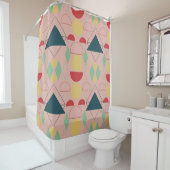 Mod Mitte des Jahrhunderts rosa geometrisch Duschvorhang (Beispiel)