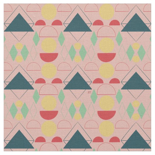 Mod Mitte des Jahrhunderts rosa geometrisch Stoff (Nahaufnahme)