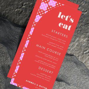 Mod Mitte des Jahrhunderts Rosa und Rot Lasst uns  Menükarte