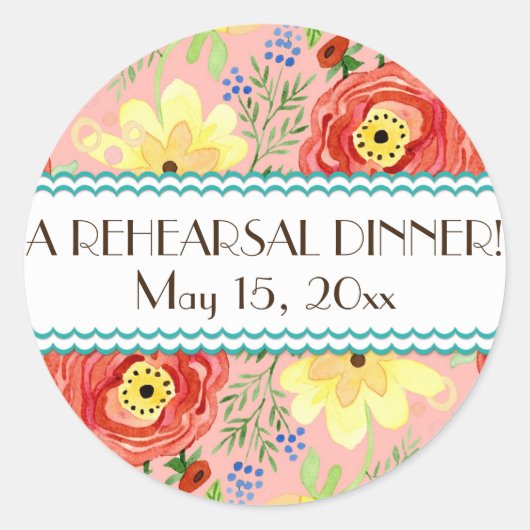 Mod Modern Floral Ranunculus Leaf Rose Bracket Runder Aufkleber (Vorderseite)