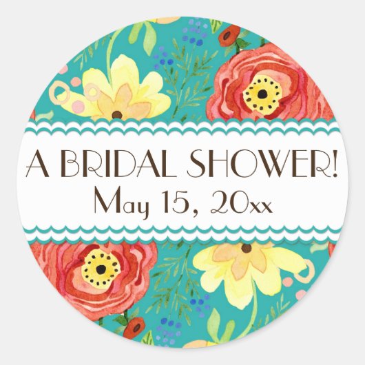 Mod Modern Floral Ranunculus Leaf Rose Bracket Runder Aufkleber (Vorderseite)