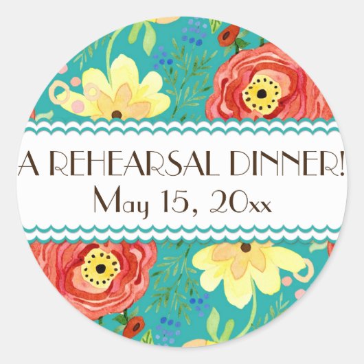 Mod Modern Floral Ranunculus Leaf Rose Bracket Runder Aufkleber (Vorderseite)