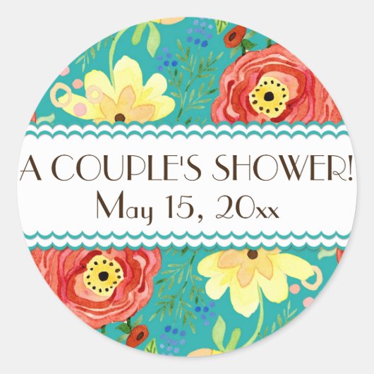 Mod Modern Floral Ranunculus Leaf Rose Bracket Runder Aufkleber (Vorderseite)