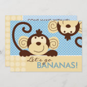 Mod Monkey Birthday Einladung (Vorne/Hinten)