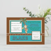 MOD Monkey Birthday Invite - Personalisieren Einladung (Stehend Vorderseite)