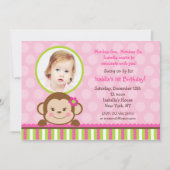 Mod Monkey Birthday Party Einladung (Vorderseite)